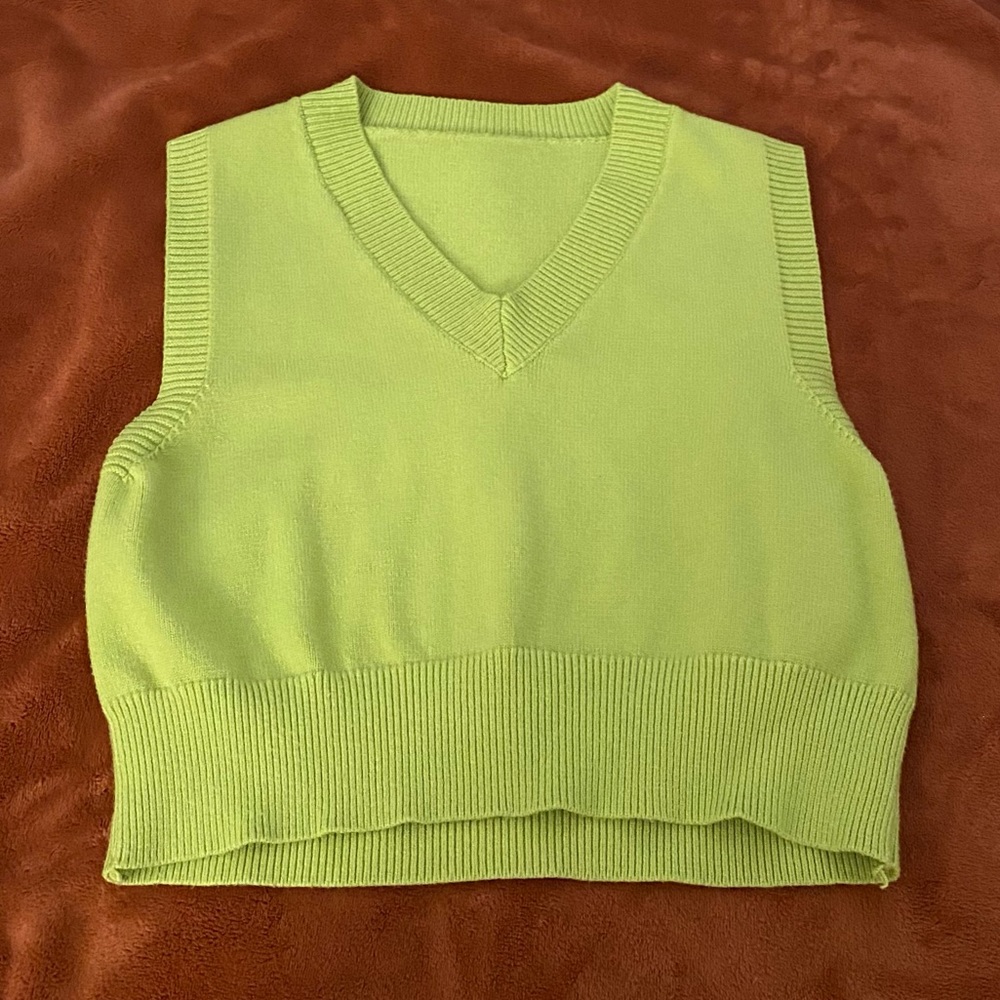 Green V-Neck Sweater Vest